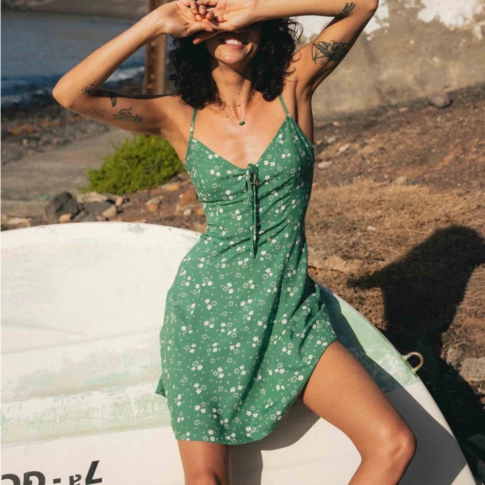 Billabong Green Floral Mini Dress